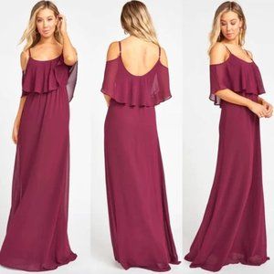 NWT Show me Your Mumu Caitlin Ruffle Maxi Dress Size S Merlot